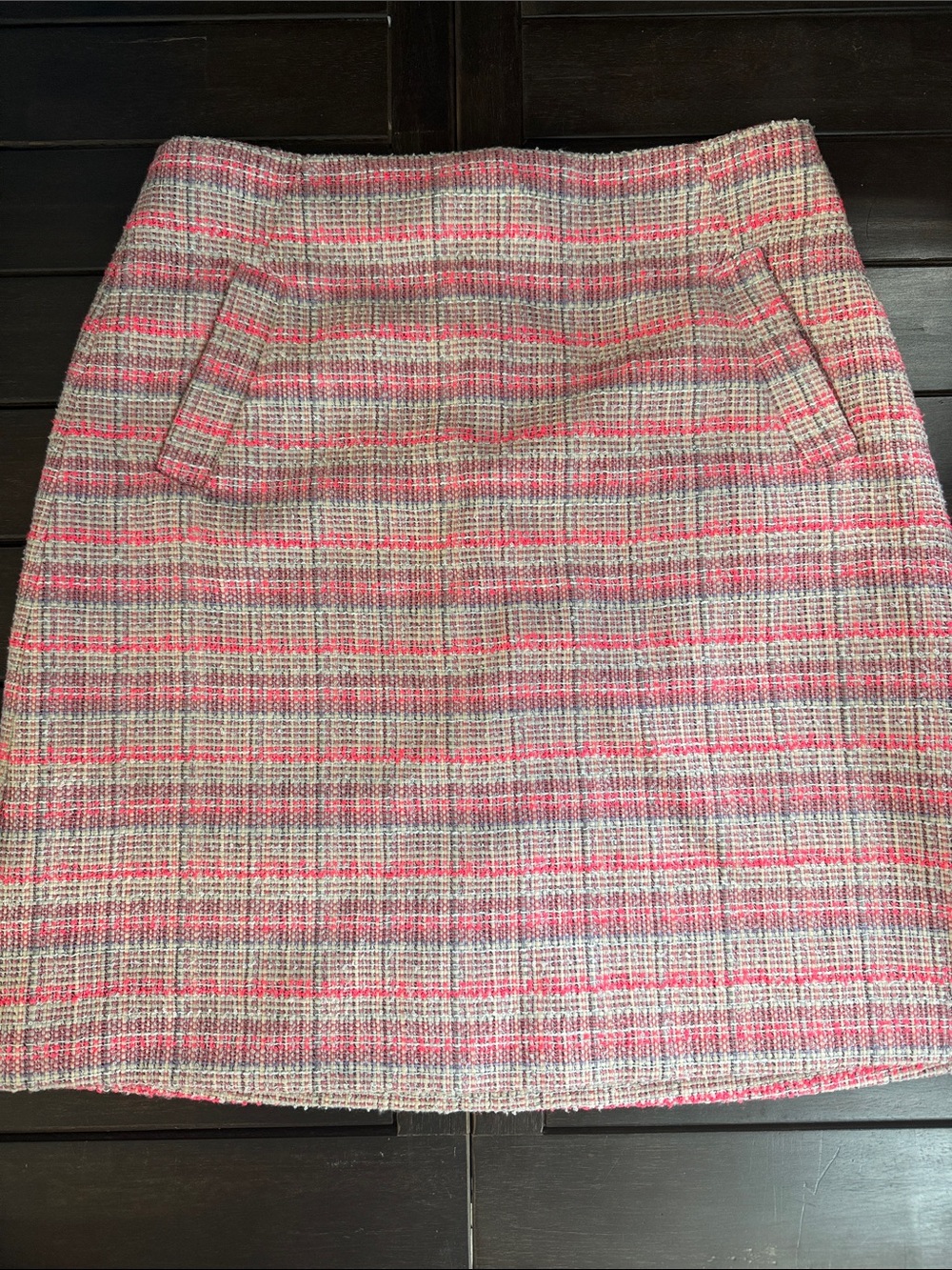 Halogen Pink Tweed Mini Skirt with Cream and Gray Accents